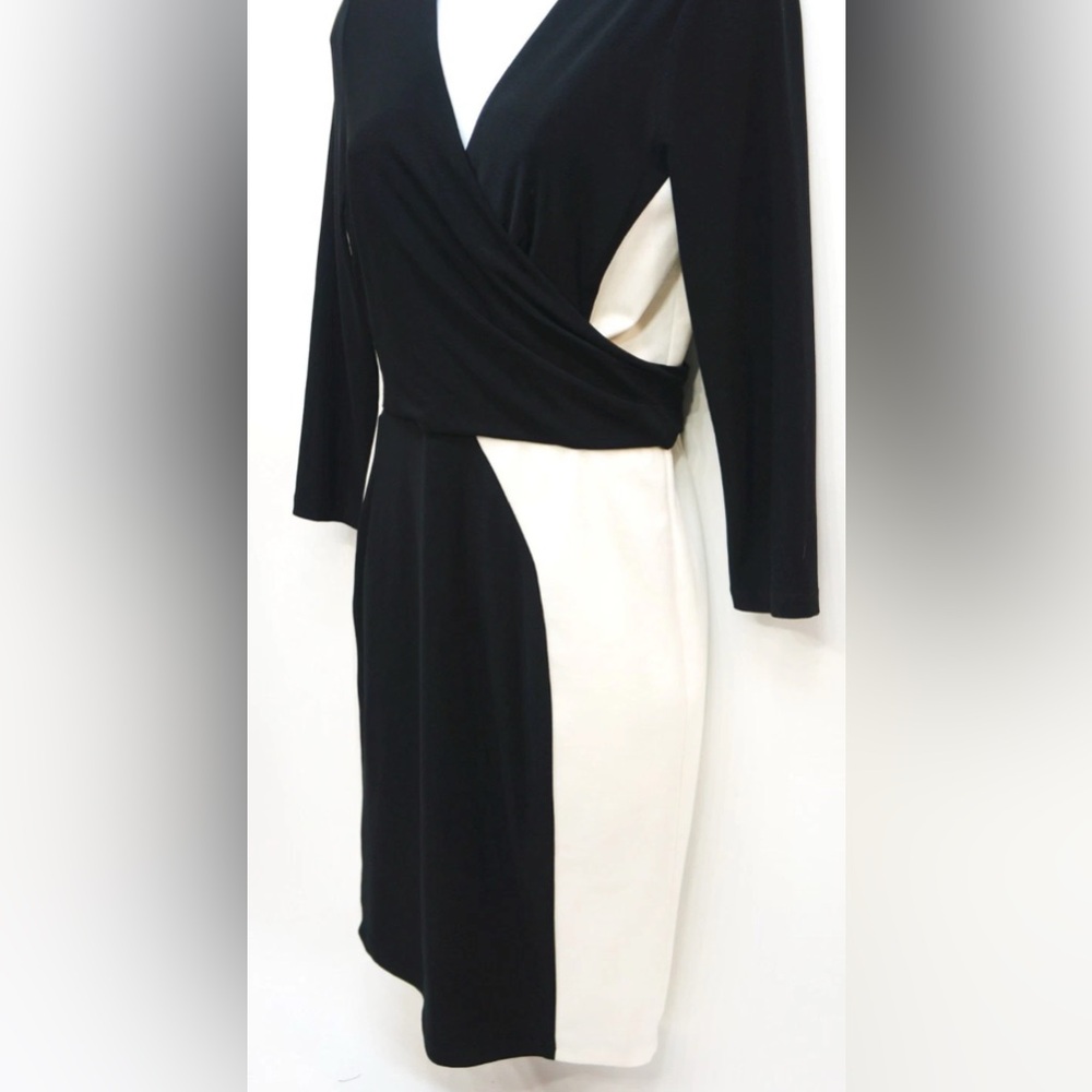 Lauren Ralph Lauren Black and Cream Long Sleeve Dress - Picture 2 of 4